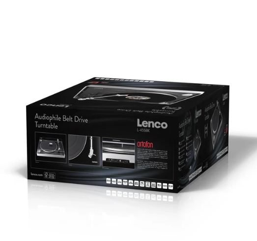 LENCO L-455BK - Görünür kayış tahrikli, fırçalanmış alüminyum çerçeveli ve Ortofon 2M RED kartuşlu döner tabla - Siyah - Görsel 8