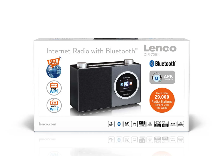 LENCO DIR-70BK - Renkli ekranlı ve Bluetooth® özellikli internet radyosu - Siyah - Görsel 6
