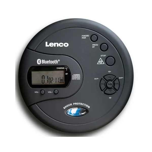 LENCO CD-300BK - Darbeye dayanıklı taşınabilir Bluetooth® CD-MP3 çalar