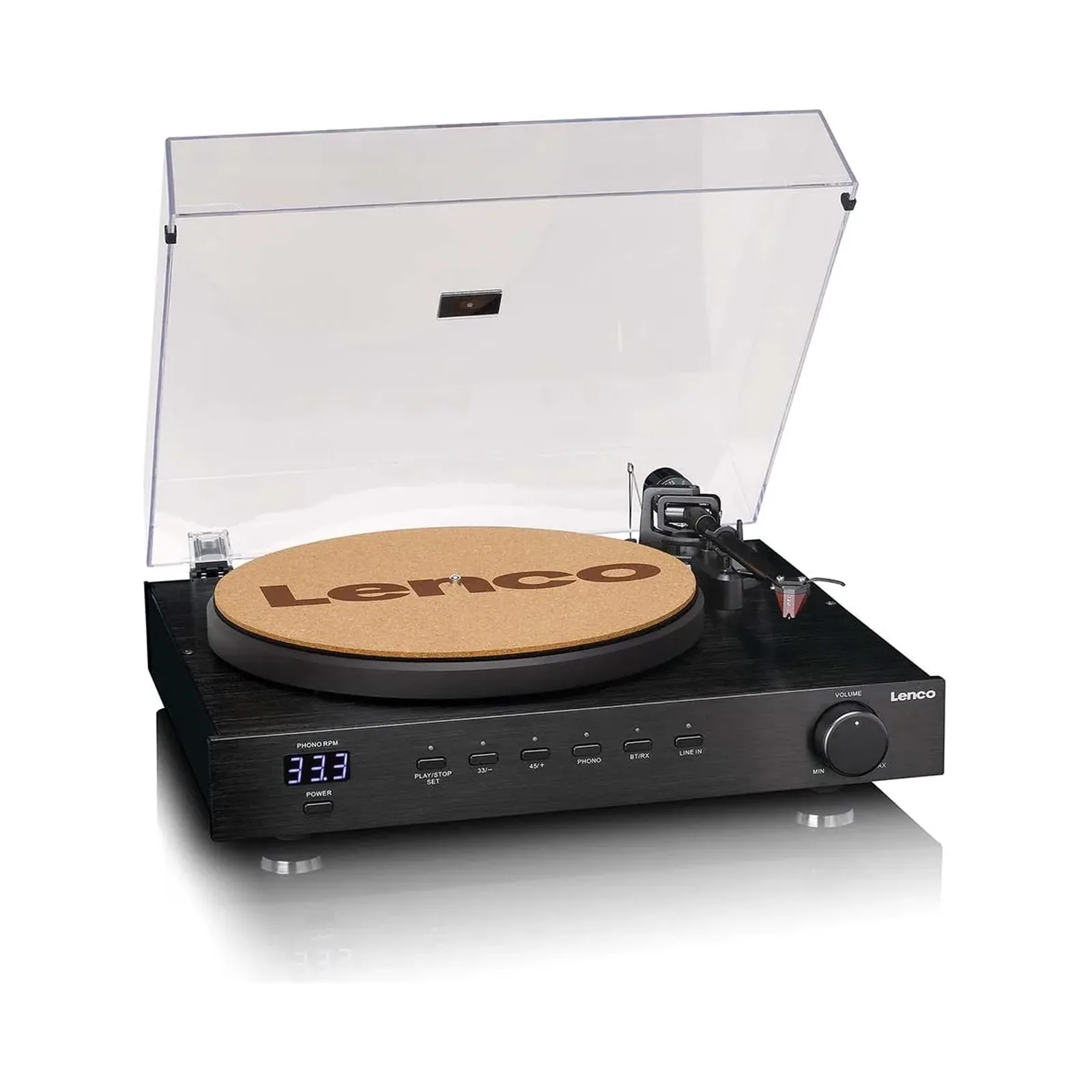 LENCO LS-700BK - Hoparlörlü, Bluetooth® özellikli ve Ortofon 2M Red pikaplı yüksek güçlü HiFi plak çalar