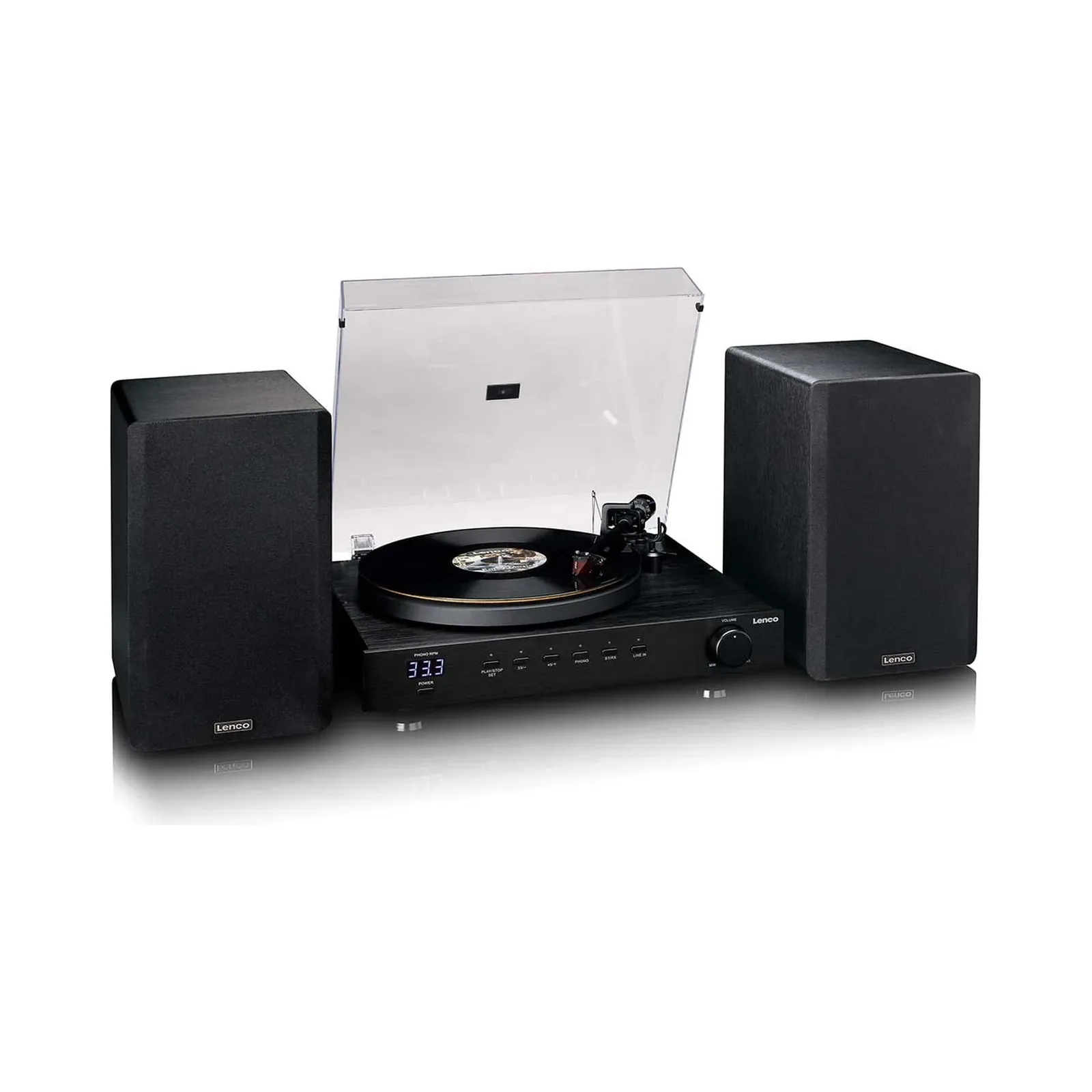 LENCO LS-700BK - Hoparlörlü, Bluetooth® özellikli ve Ortofon 2M Red pikaplı yüksek güçlü HiFi plak çalar