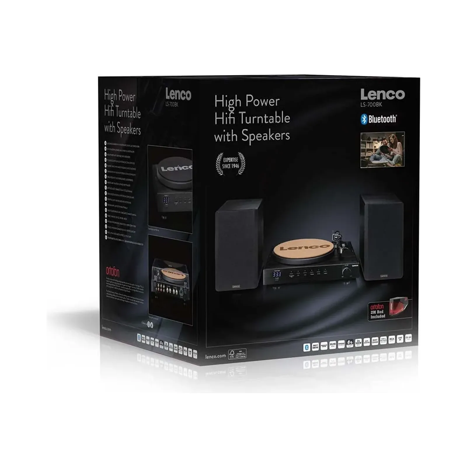 LENCO LS-700BK - Hoparlörlü, Bluetooth® özellikli ve Ortofon 2M Red pikaplı yüksek güçlü HiFi plak çalar