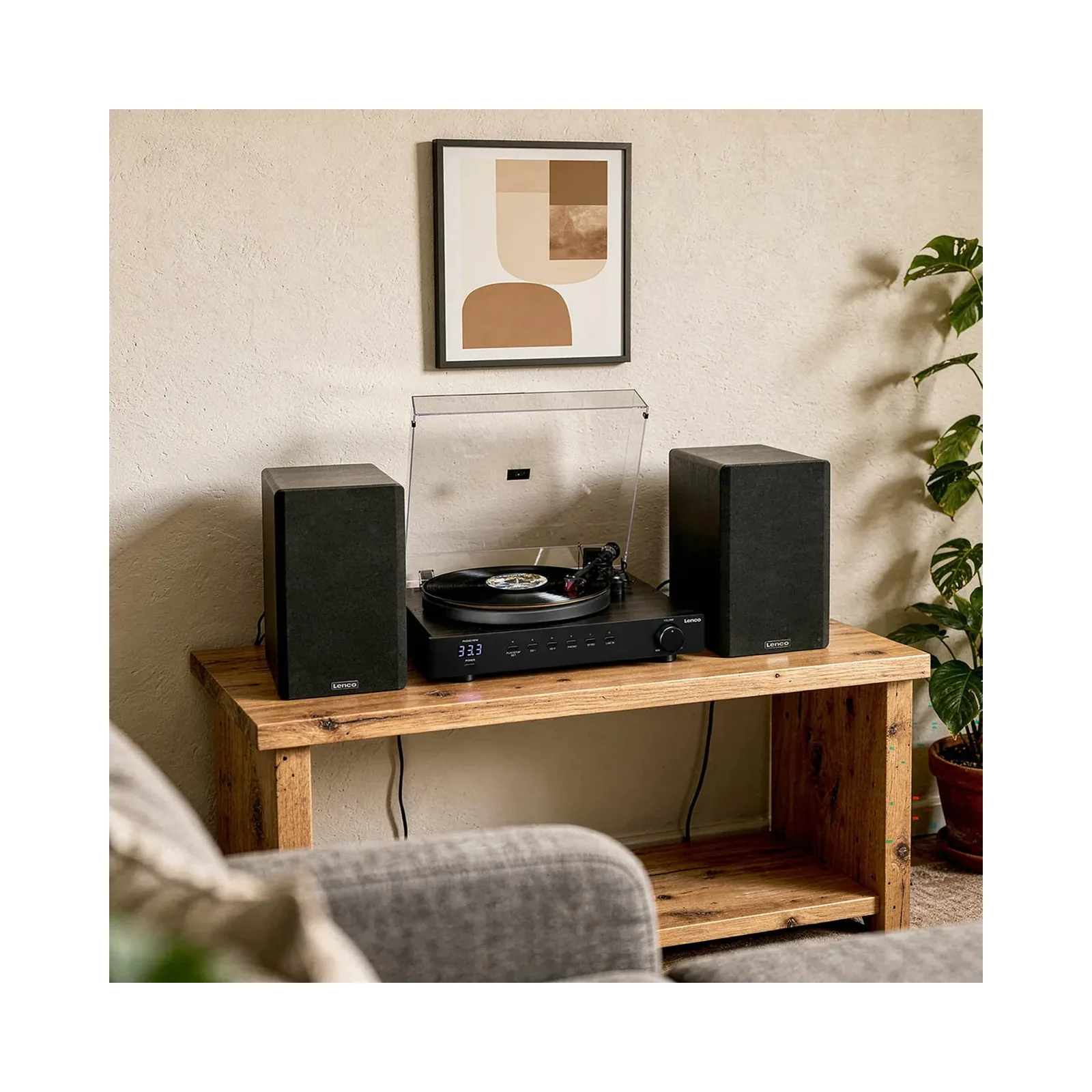 LENCO LS-700BK - Hoparlörlü, Bluetooth® özellikli ve Ortofon 2M Red pikaplı yüksek güçlü HiFi plak çalar