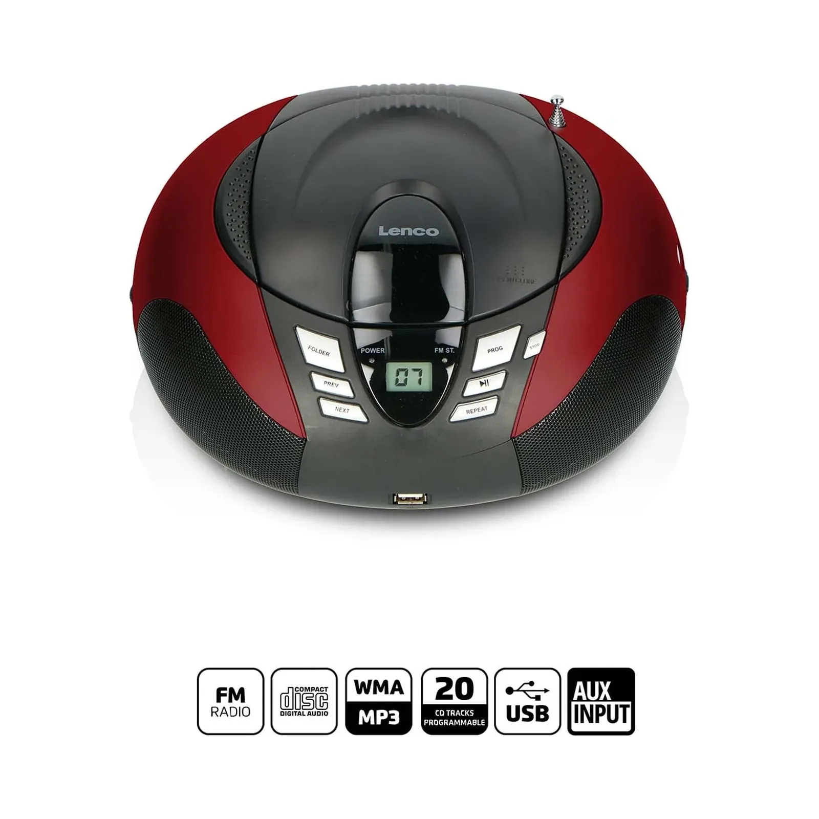 LENCO SCD-37 USB Kırmızı - Taşınabilir FM Radyo CD ve USB oynatıcı