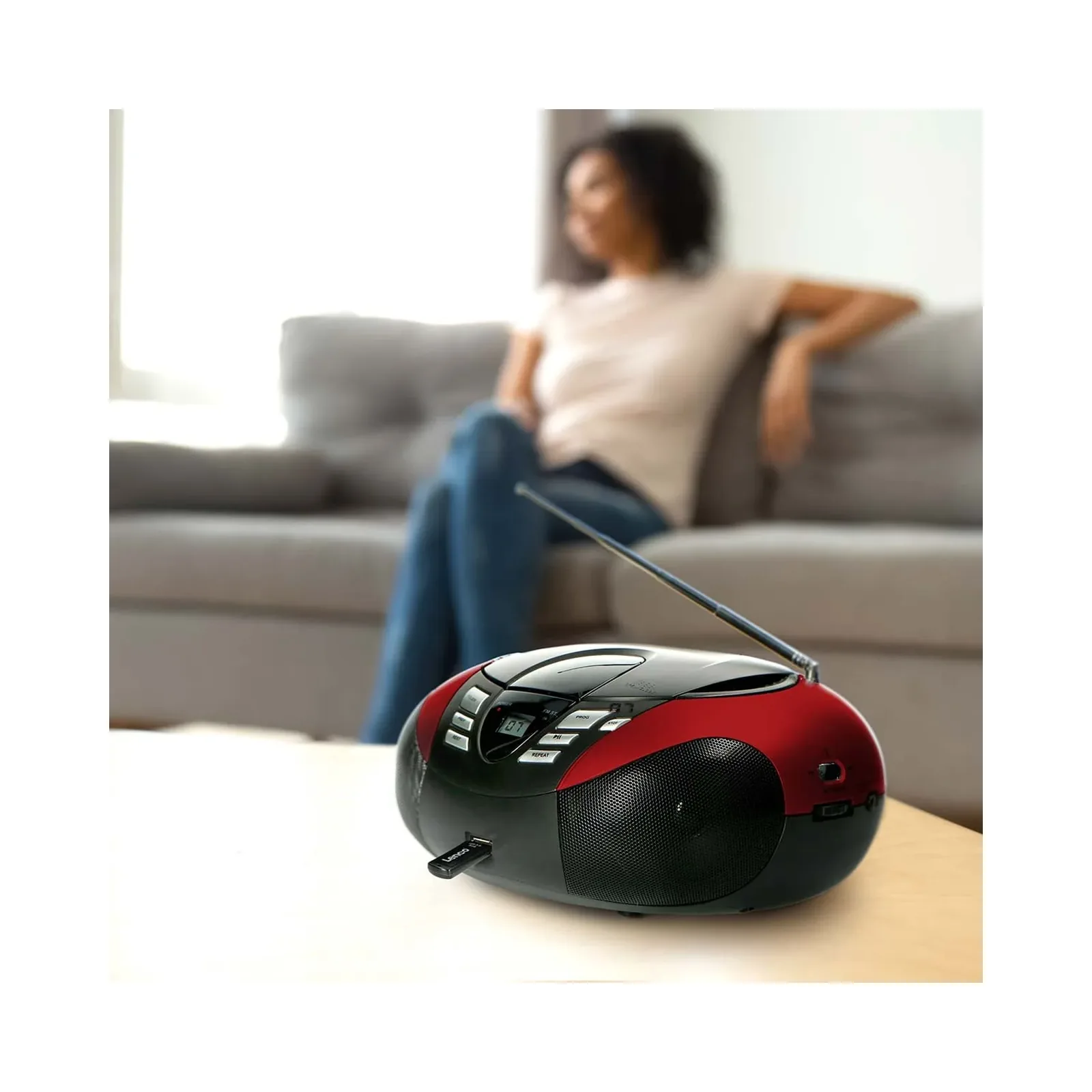 LENCO SCD-37 USB Kırmızı - Taşınabilir FM Radyo CD ve USB oynatıcı