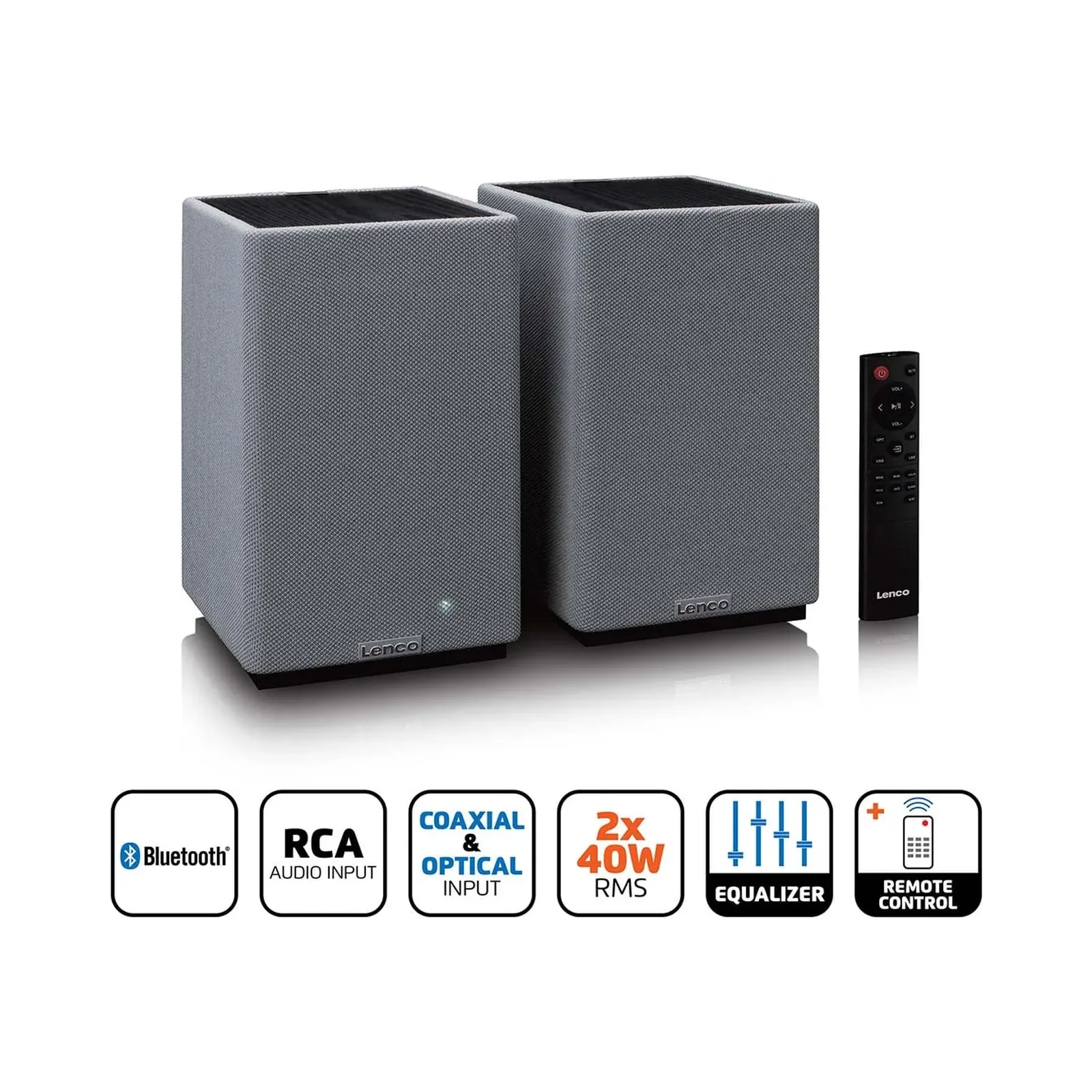 Lenco SPB-240BKGY - HiFi Stereo Bluetooth® Hoparlör Çifti