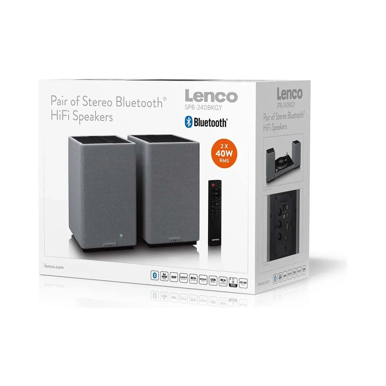Lenco SPB-240BKGY - HiFi Stereo Bluetooth® Hoparlör Çifti