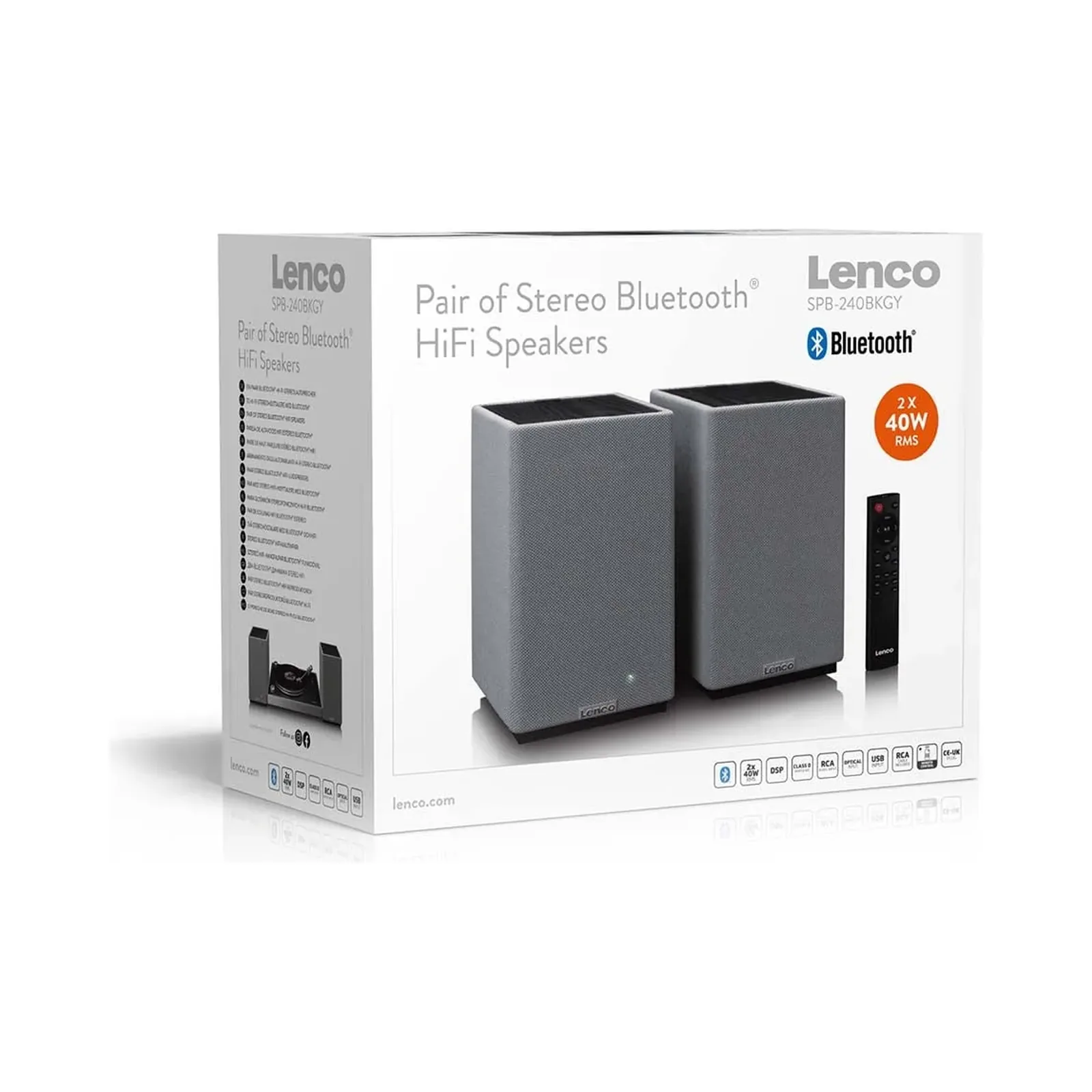 Lenco SPB-240BKGY - HiFi Stereo Bluetooth® Hoparlör Çifti